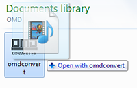 Drag files onto the OMD Converter icon